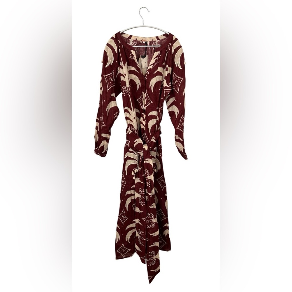 JOHANNA ORTIZ Colombian Tropical Cherry & Ecru Weaving Waves Midi Dress - Picture 5 of 16